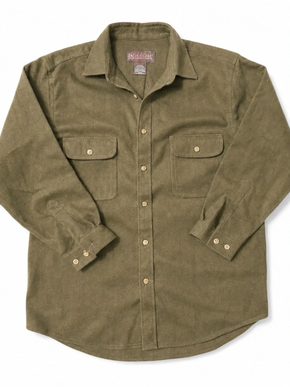 Heavy Chamois Flannel Shirt Olive Green Button Pocket NWOT Mens Size Large